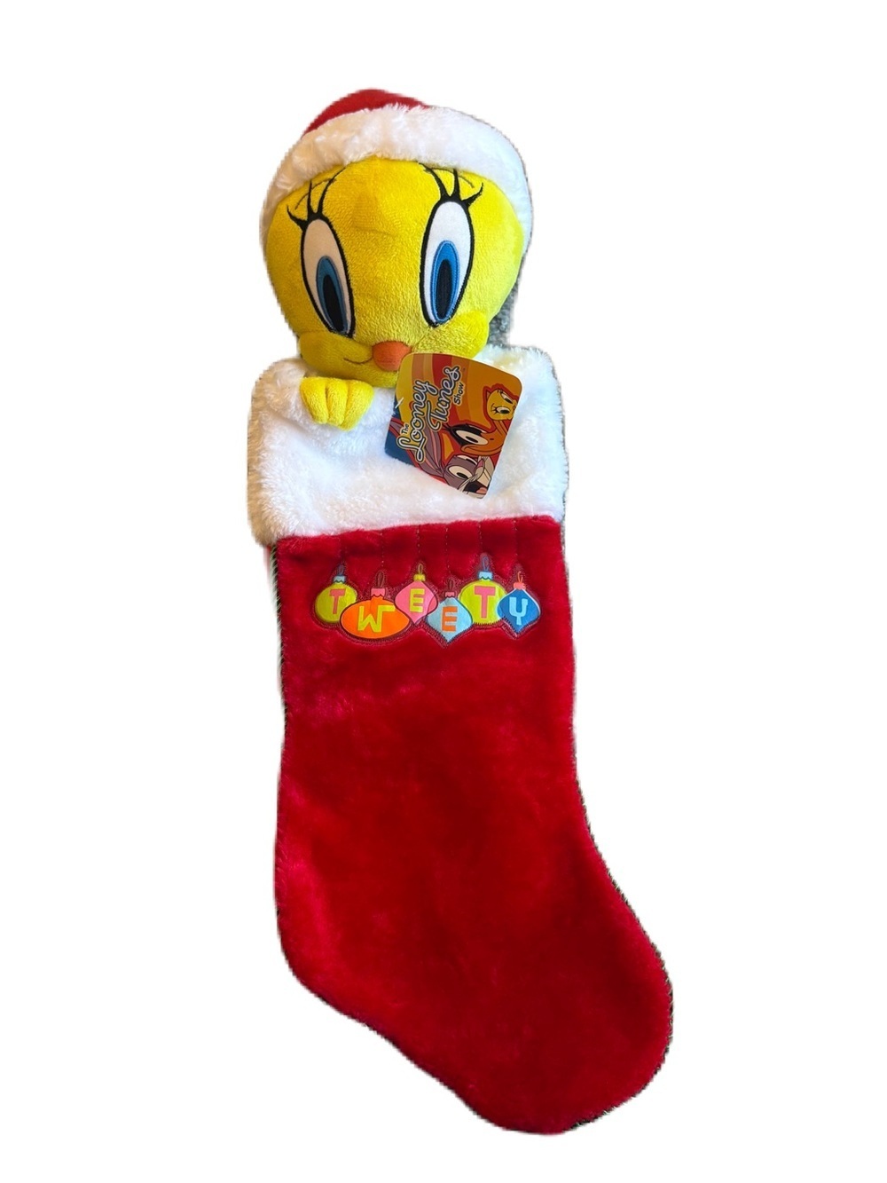 Vintage Tweety Bird 3D Plush Christmas Stocking NEW 90s Looney Tunes Red Yellow